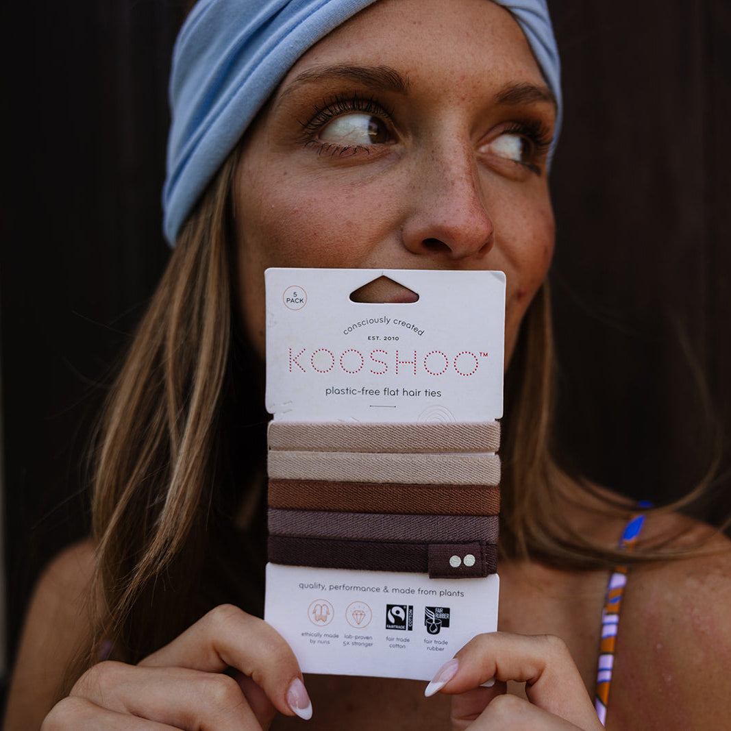 plastic-free hair ties for brunettes brown hair #color_earth-tints