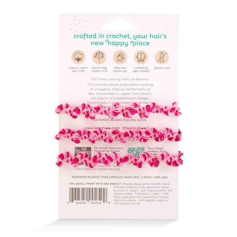 KOOSHOO crochet hair ties Hot Jam pink red healthy hair organic
#color_hot-jam
