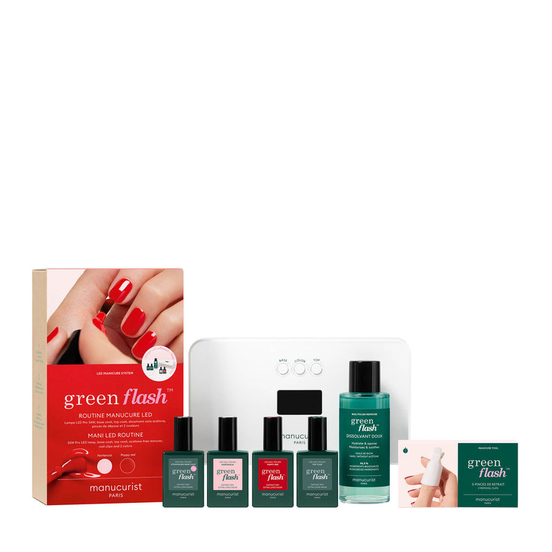 Green Flash Mani LED Routine Kit – Hortencia & Poppy Red