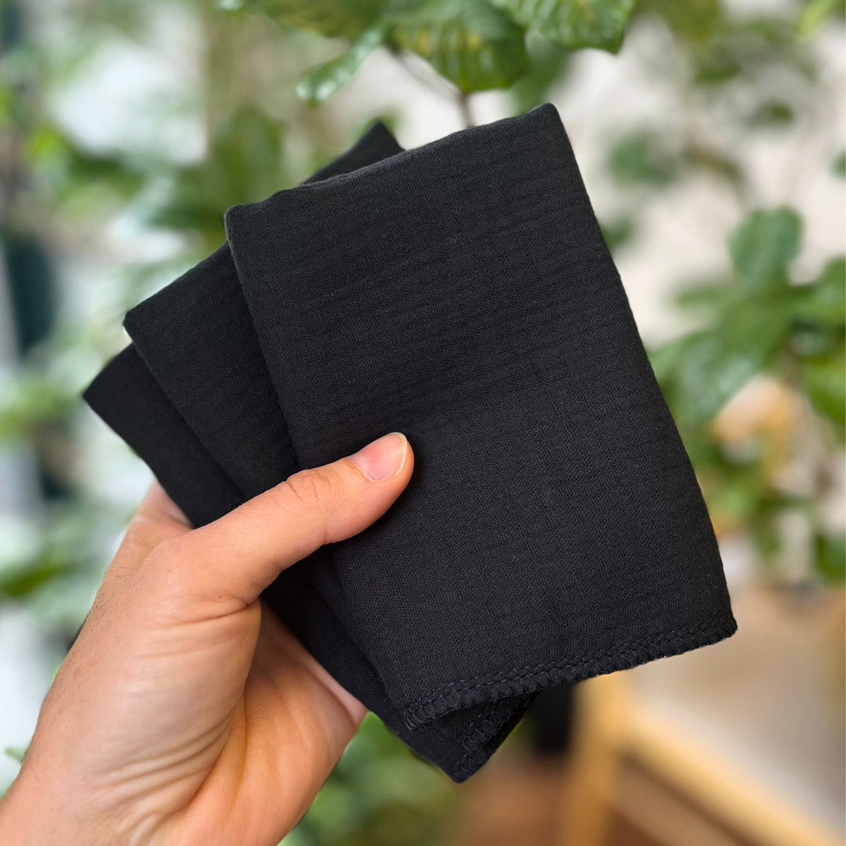 Organic Muslin Washcloths - Black / 3-pk
