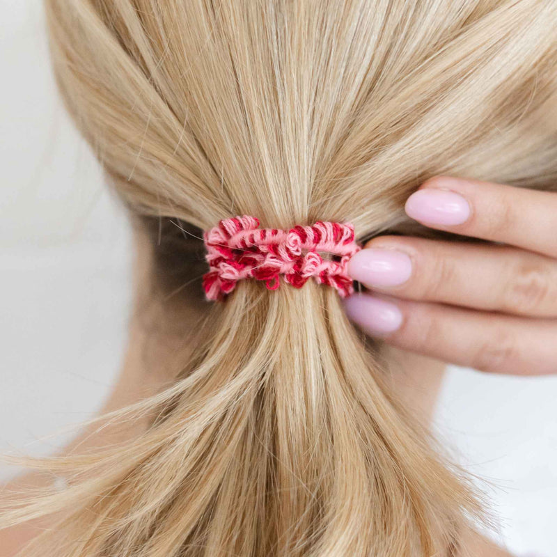 Crochet hair ties for sensitive scalp thinning hair red pink
#color_hot-jam