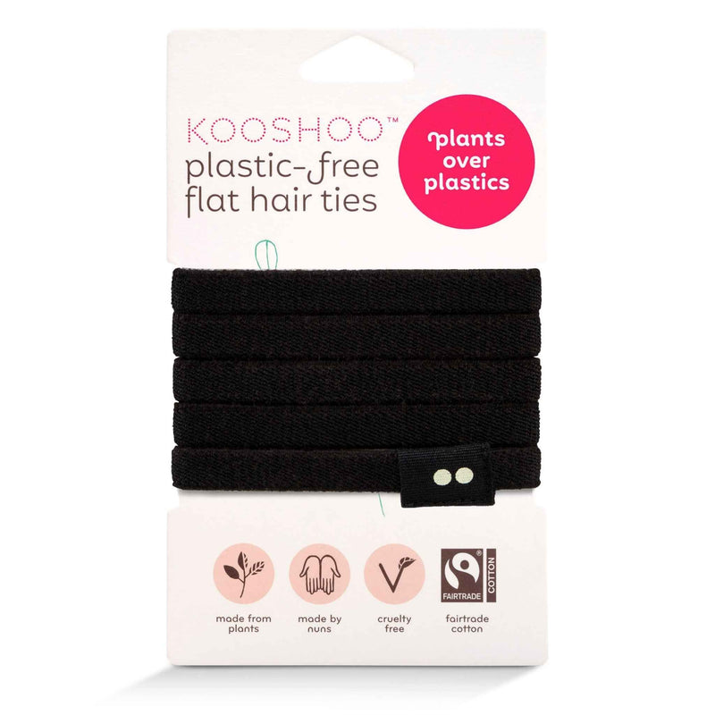 Flat Plastic-Free Hair Ties - Black