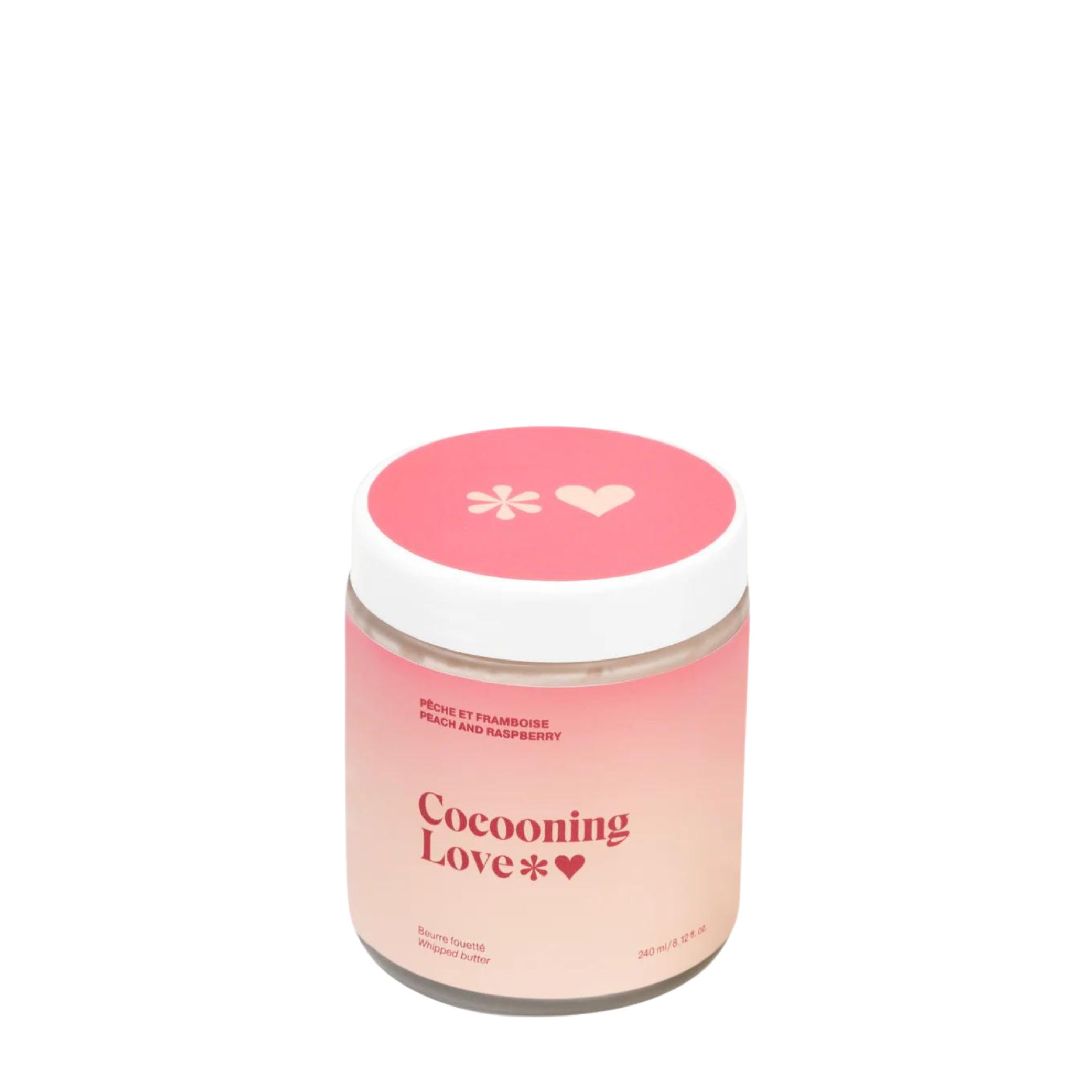 Beurre corporel fouetté à la pêche et framboise