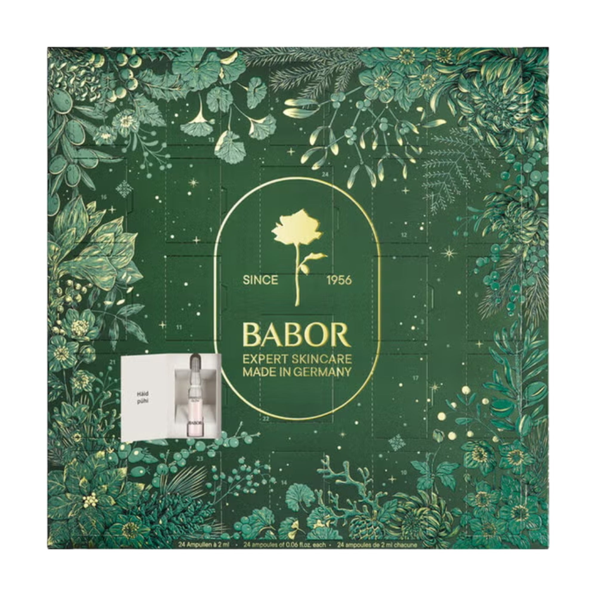 Open BABOR Advent Calendar with 1 ampoule displayed.