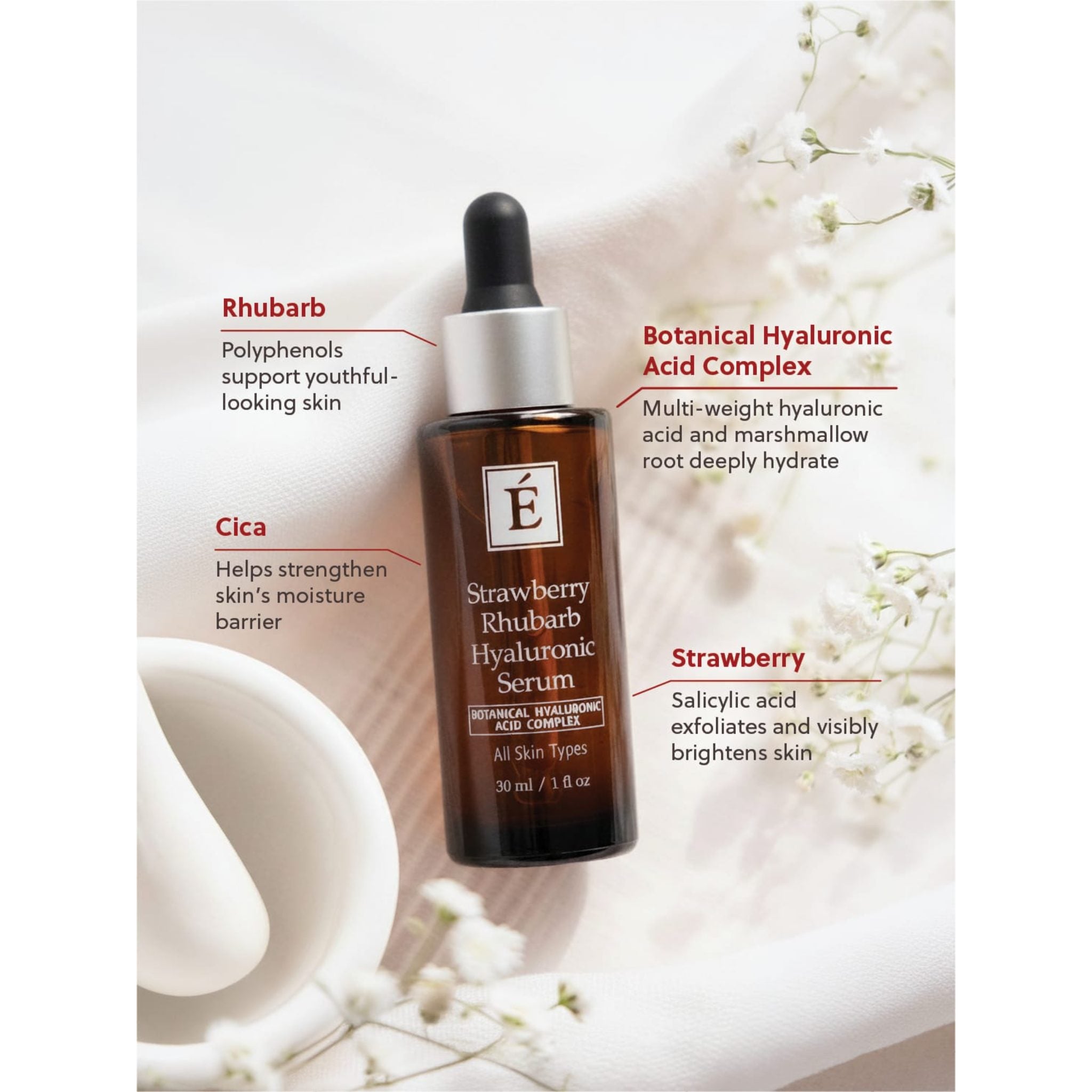 Sérum hyaluronique à la rhubarbe et à la fraise