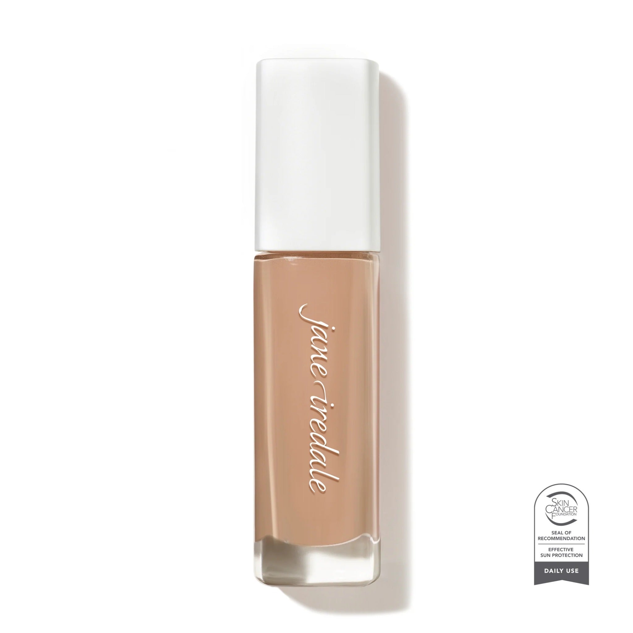 Jane Iredale Skintuition SPF 30 foundation – 34 Light Medium, cool pink undertones. Bottle photo.