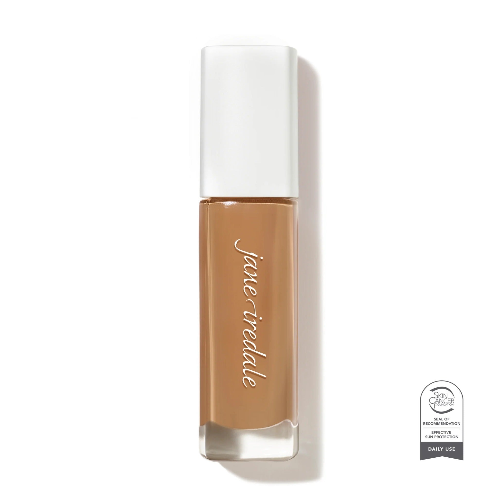 Jane Iredale Skintuition SPF 30 foundation – 48 Medium, warm olive undertones. Bottle photo.