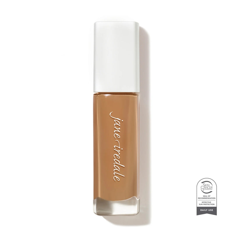 Jane Iredale Skintuition SPF 30 foundation – 48 Medium, warm olive undertones. Bottle photo.