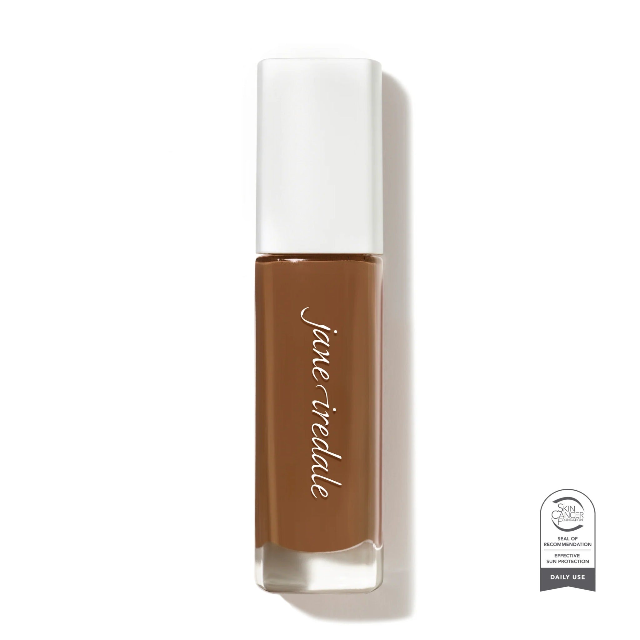 Jane Iredale Skintuition SPF 30 foundation – 64 Dark, warm gold undertones. Bottle photo.
