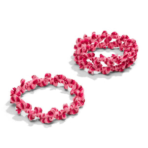 Pink red crochet hair ties handmade Japan plastic-free no snag #color_hot-jam