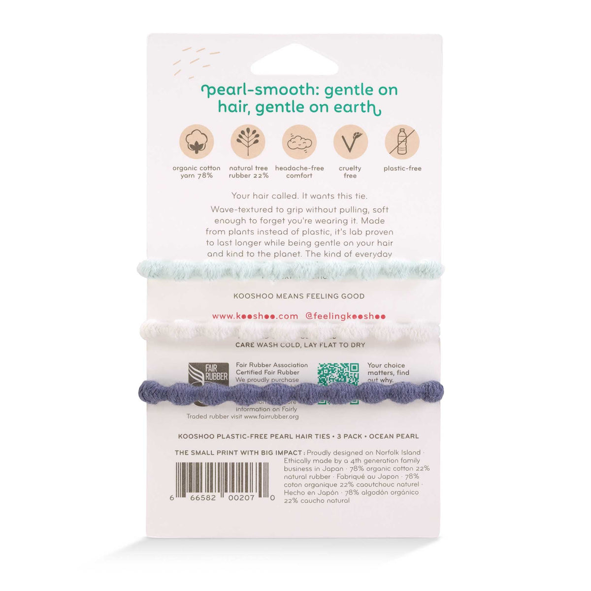 No damage ponytail holder thick thin curly hair organic cotton #color_ocean-pearl