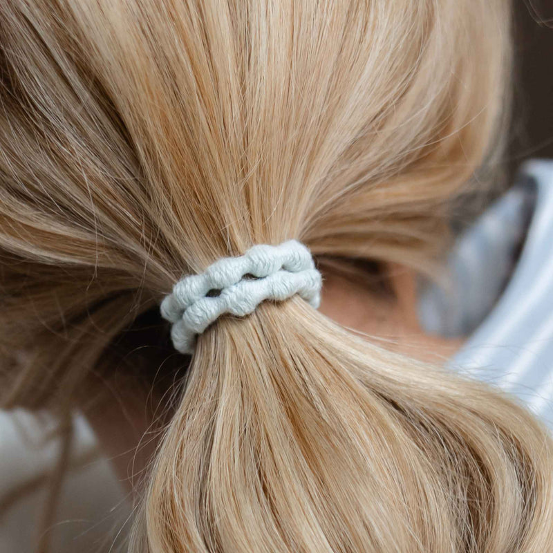 Pearl hair ties organic cotton no crease ponytail holder
 #color_ocean-pearl