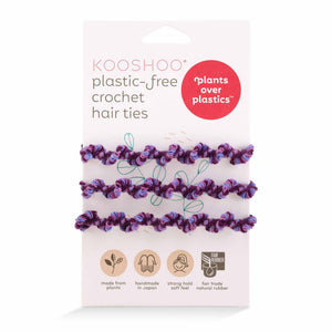 Plastic-free Crochet Hair Ties - Purple Frost