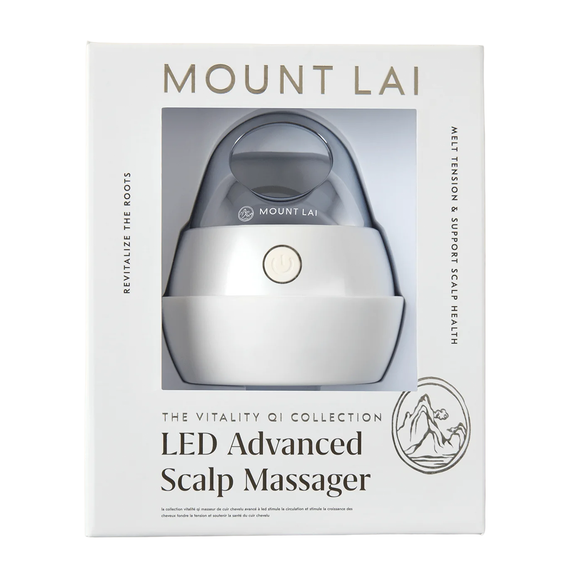Mount Lai LED Advanced Scalp Massager packaging on a white background