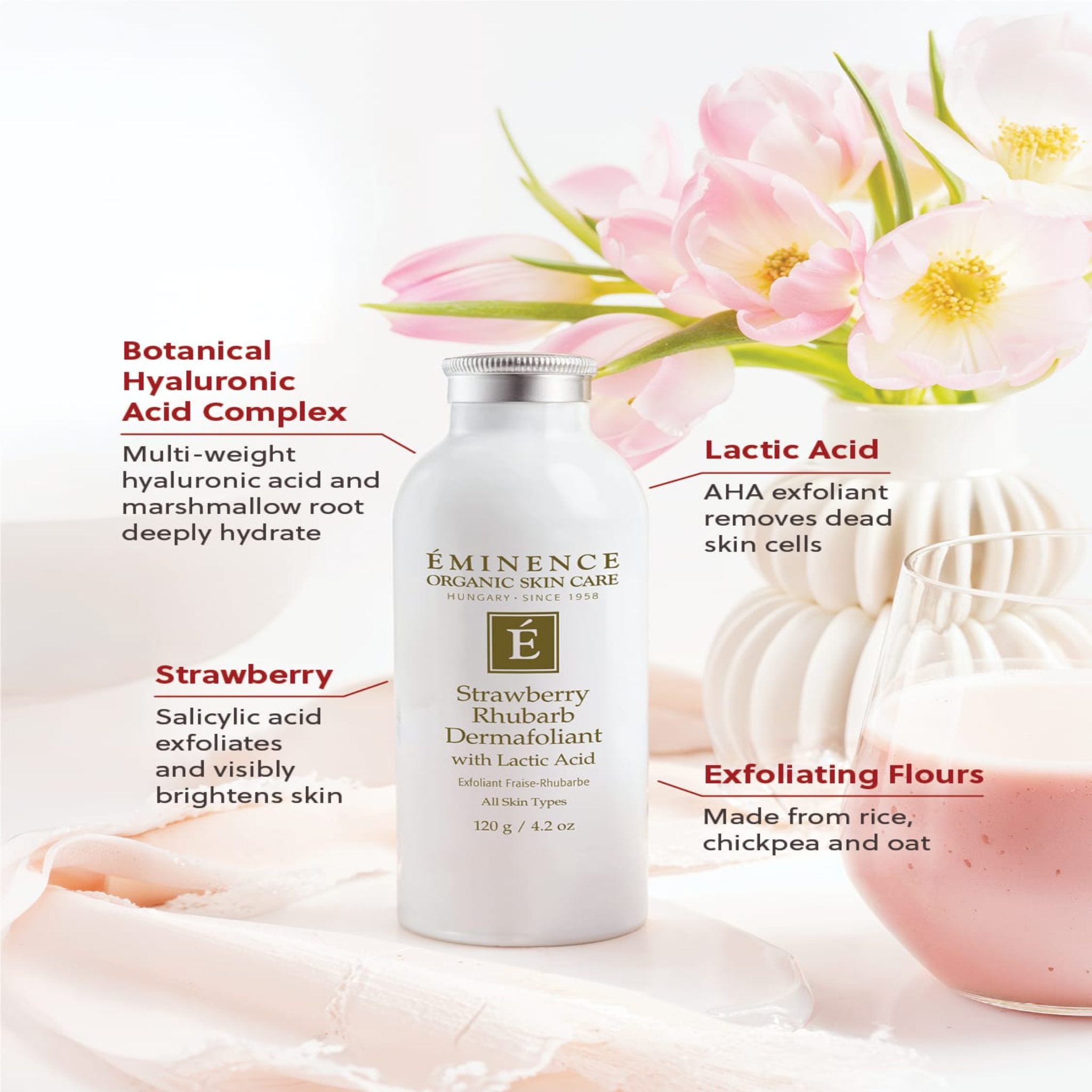 Dermafoliant à la rhubarbe et à la fraise