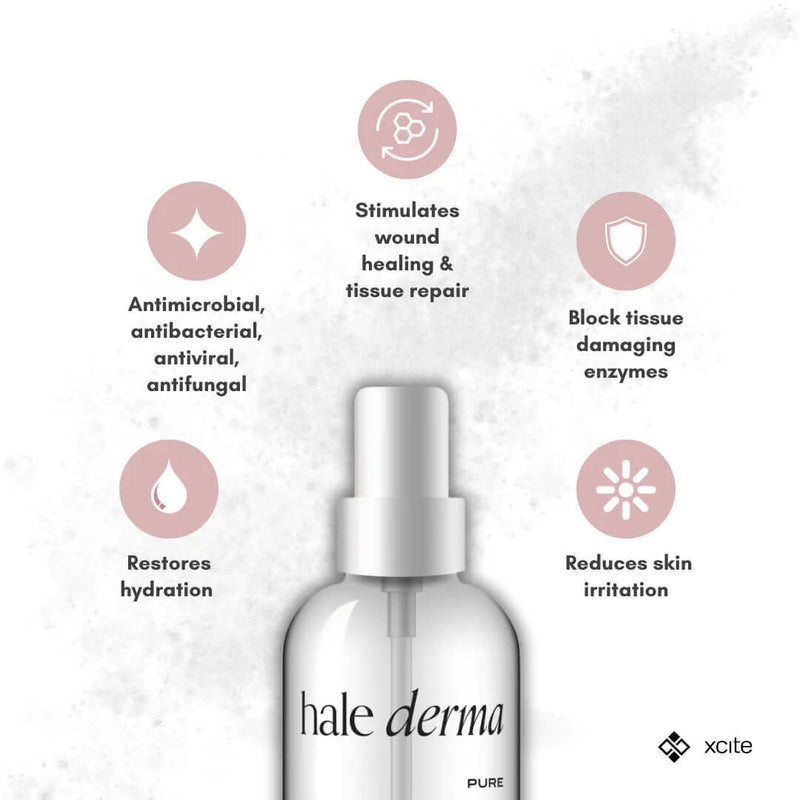 Hale Derma Spray Medical Grade Hypochlorous Acid with healing and hydrating benefits for skin.
