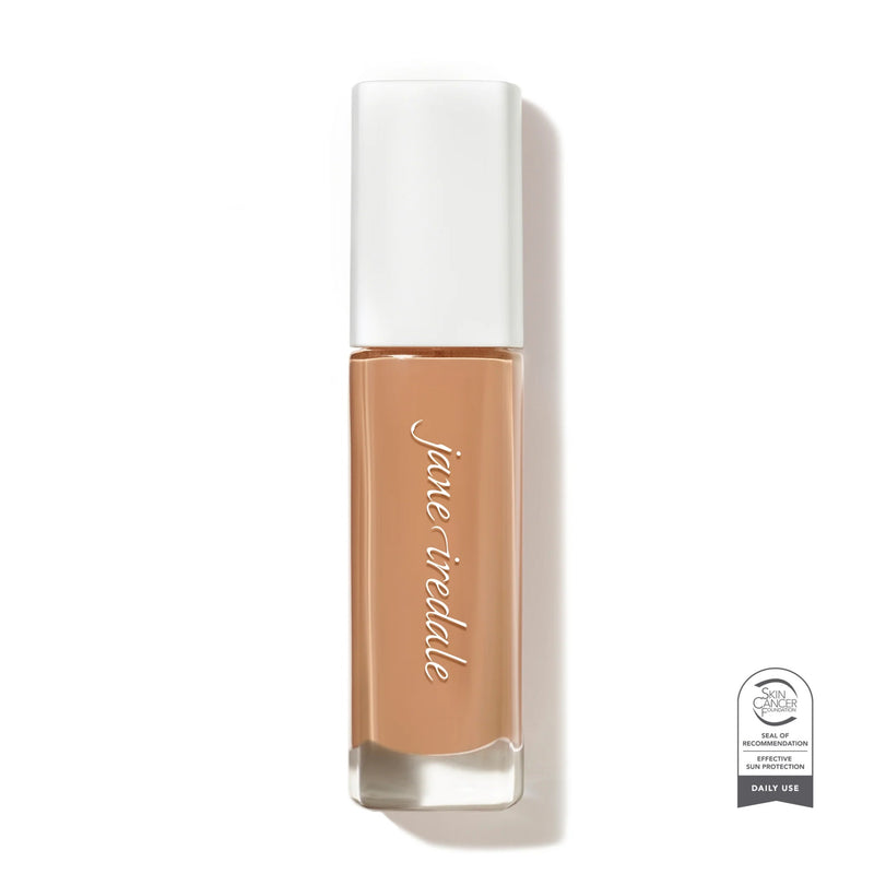 Jane Iredale Skintuition SPF 30 foundation – 40 Medium, warm peach undertones. Bottle photo.