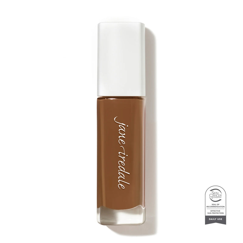 Jane Iredale Skintuition SPF 30 foundation – 64 Dark, warm gold undertones. Bottle photo.