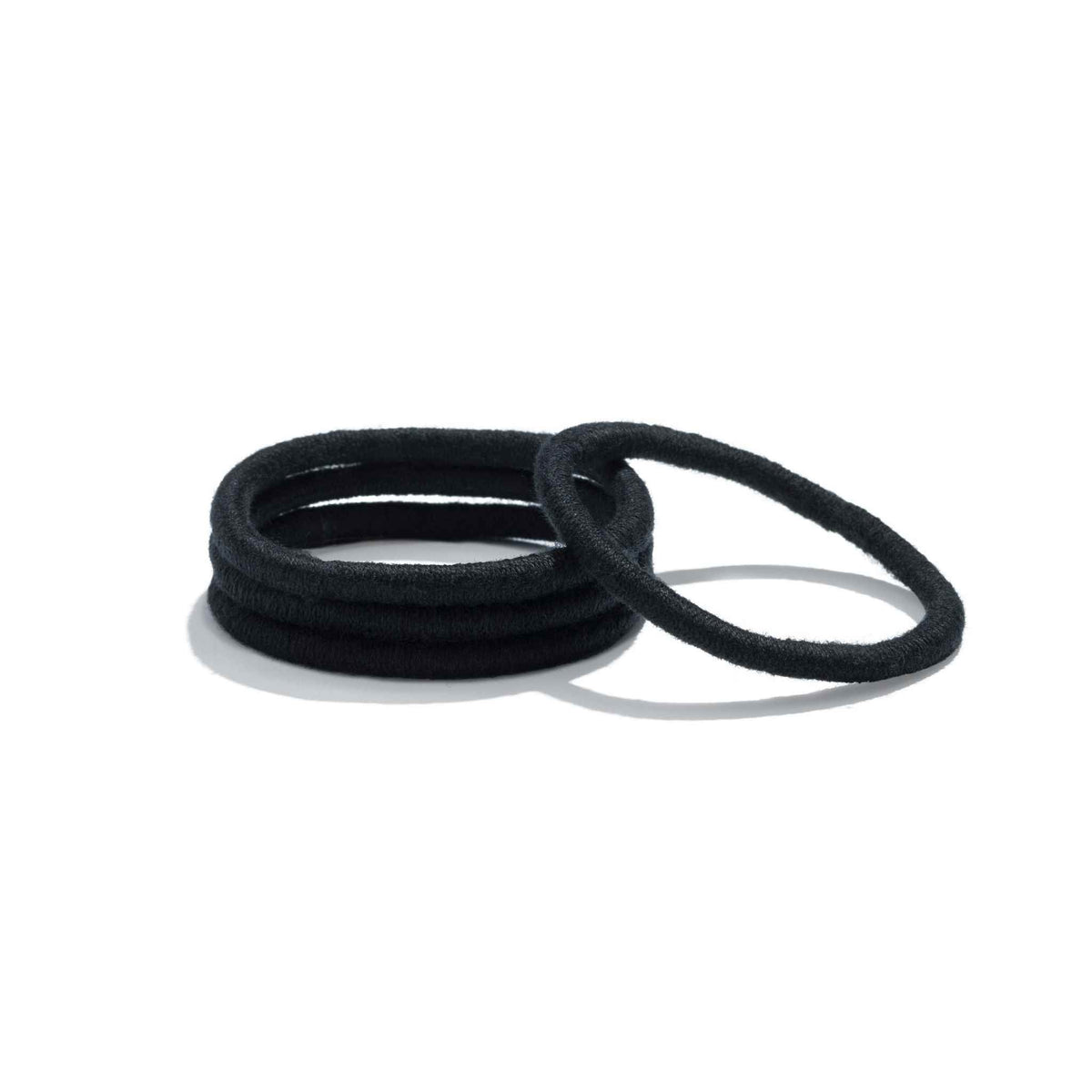 Black eco-friendly hair ties - plastic-free sustainable #color_black-4-pack