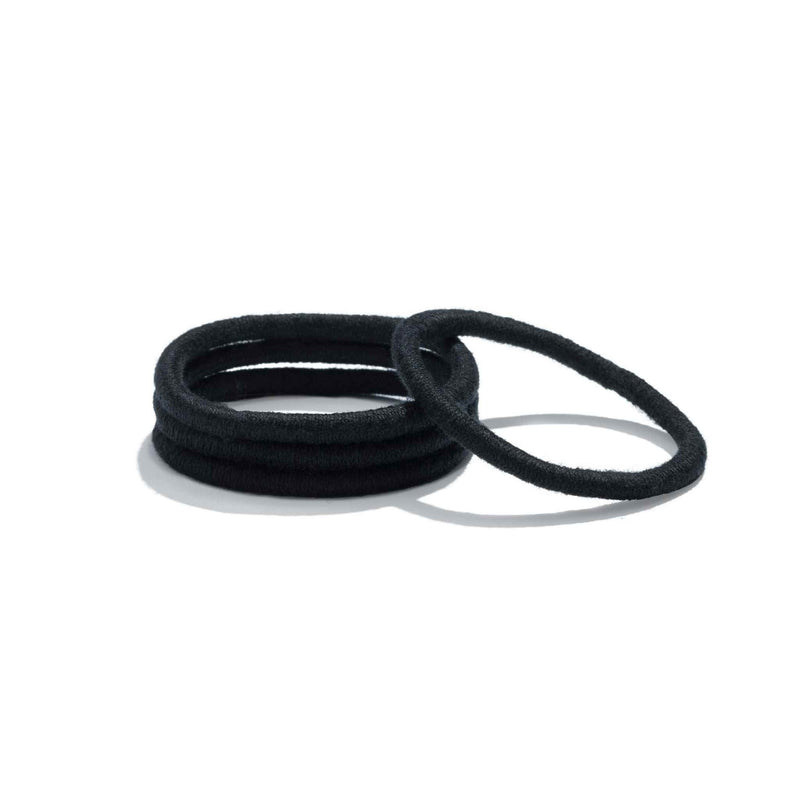 Black eco-friendly hair ties - plastic-free sustainable #color_black-4-pack
