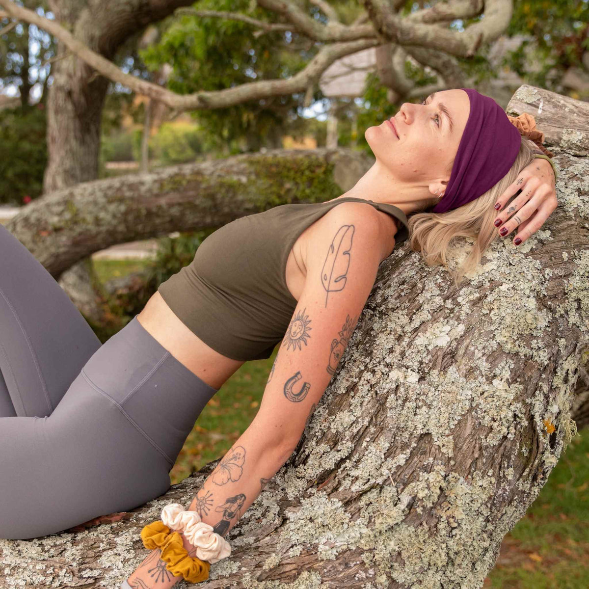 purple bandana wide headband made from organic cotton #color_wild-beet