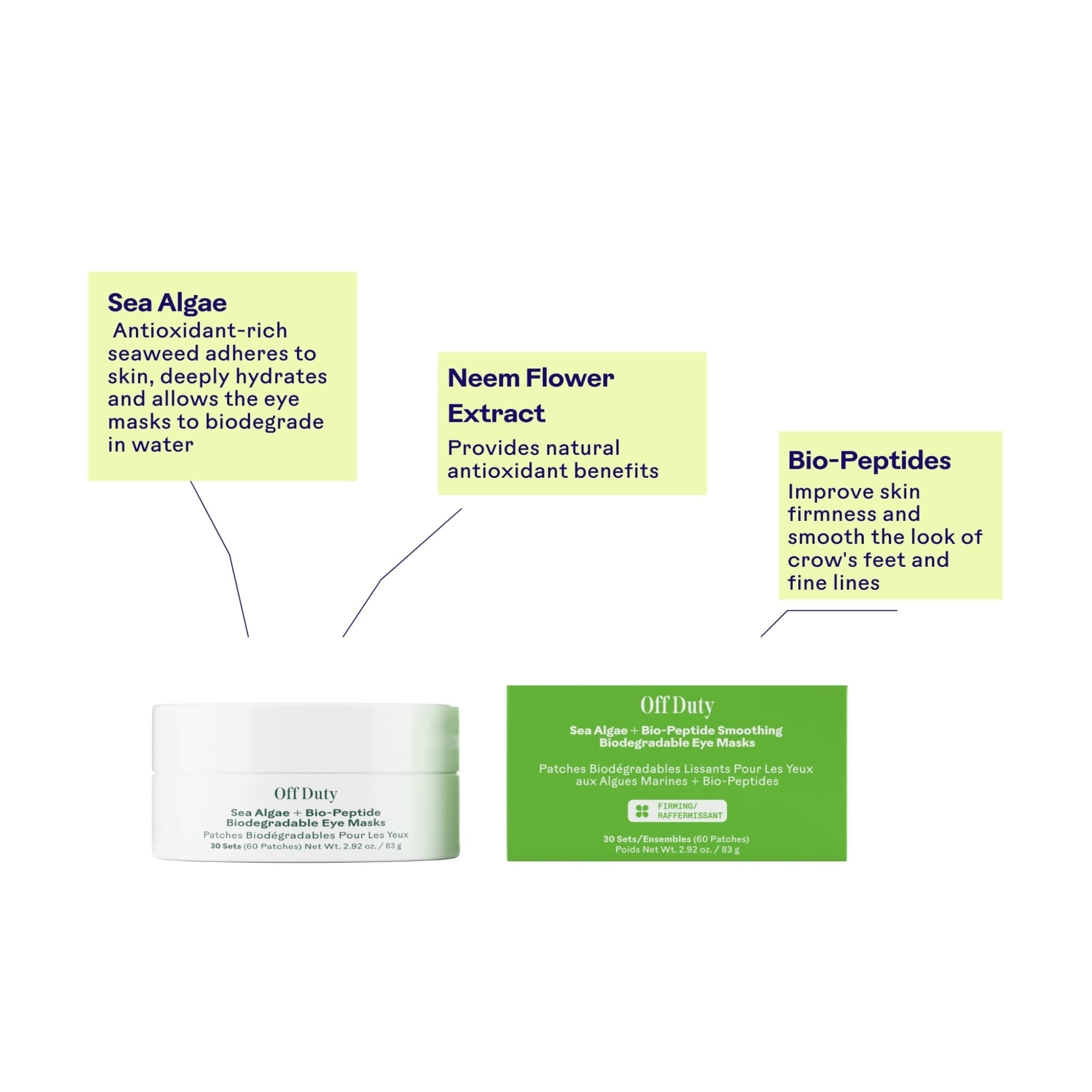 Masques biodégradables lissants pour les yeux OffDuty™