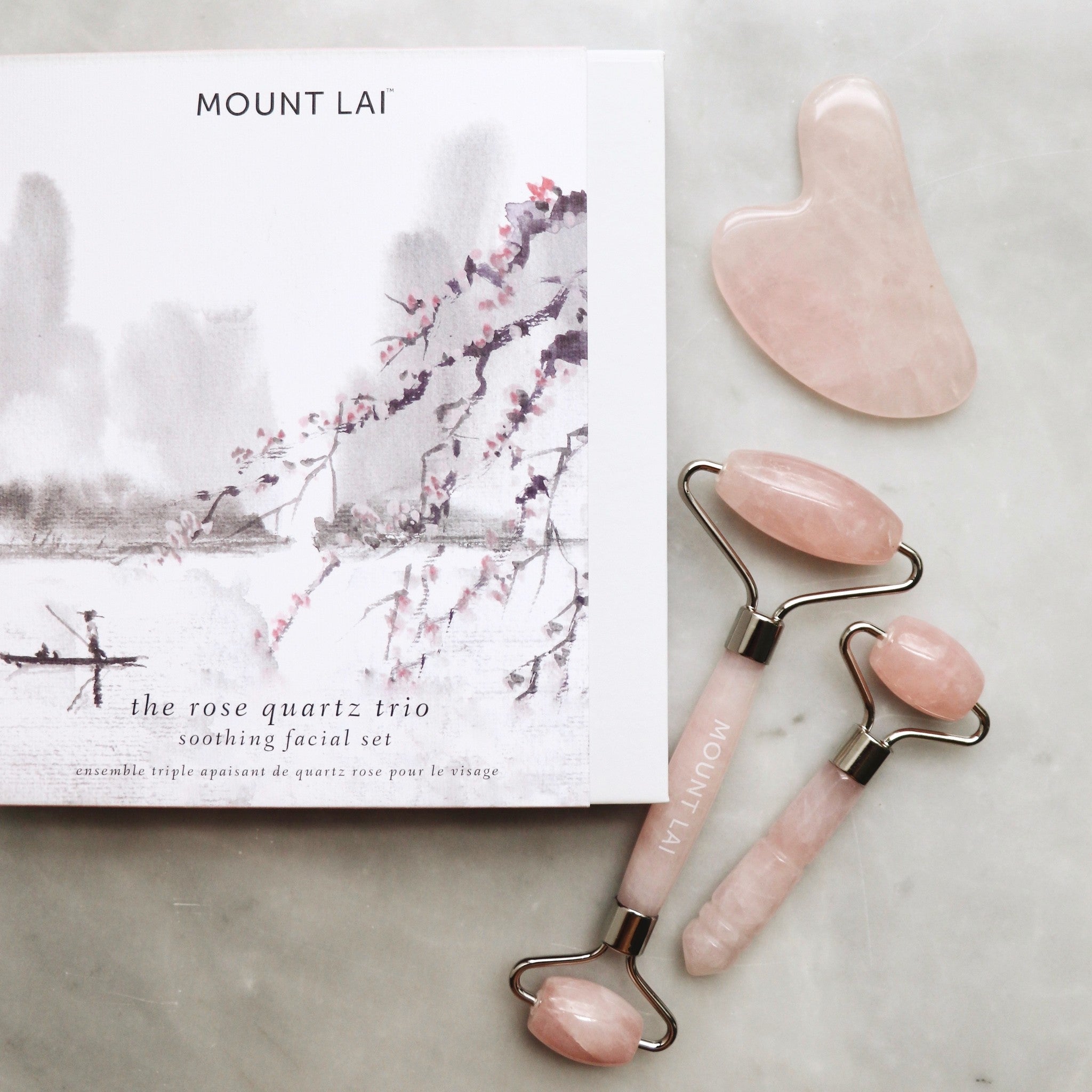 Le trio en quartz rose : un ensemble apaisant pour le visage